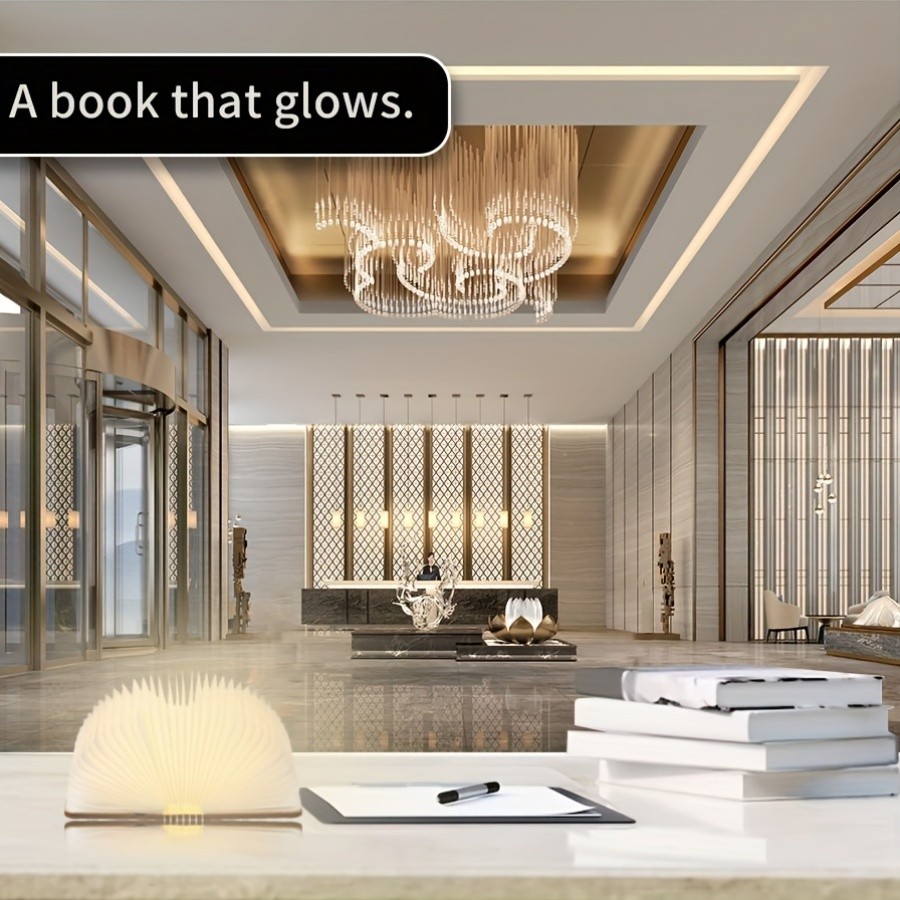 Rechargeable Book Lamp Book Accordian Wooden LED Rechargeable Folding Light