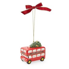 Spode Brit Double Decker Bus Ornament - Festive Christmas Tree Holiday Decor