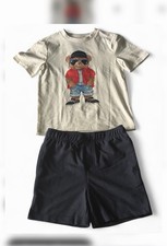 Tommy Bahama Boys Bear Graphic Cotton T-Shirt  Black Shorts Set S 5-6 Summer