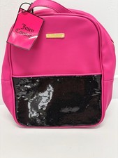 NWT Juicy Couture Pink Faux Leather Black Sequin Backpack