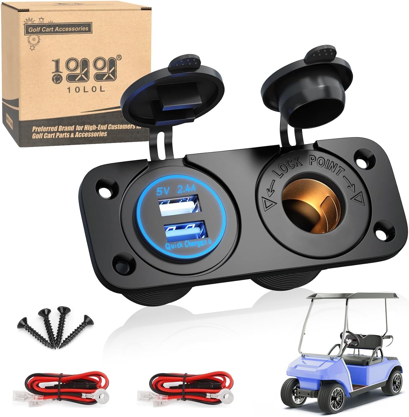 10L0L 12V Dual USB Socket, Cigarette Lighter Socket Power Ou