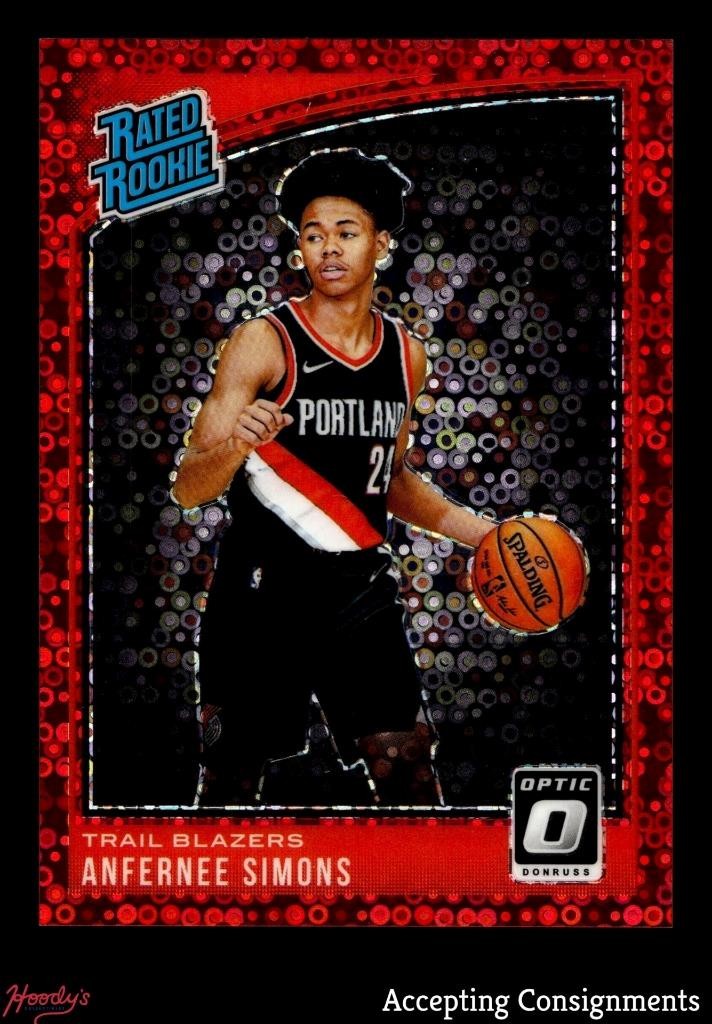 2018-19 Donruss Optic Red Fast Break #186 Anfernee Simons Rated Rookie RC 09/85