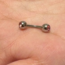 Sterilize Surgical Steel 2 Small Pink Gems VCH Barbell. All Length.