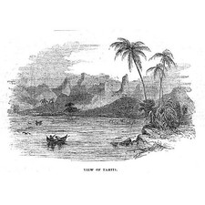 TAHITI Veduta dell'isola - Stampa antica 1843