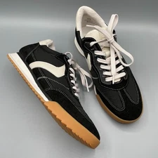 Sofft Sport Shoes Women Size 7.5 Black White Leather Ballerina Sneaker Retro Kat