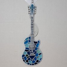 Hanging Stained Glass Guitar 4 x 17in - NWT