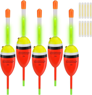Lighted Fishing Slip Bobber 4-5Pcs Wood/Eva Fish Float + 8-10Pcs Glow Sticks, Ni