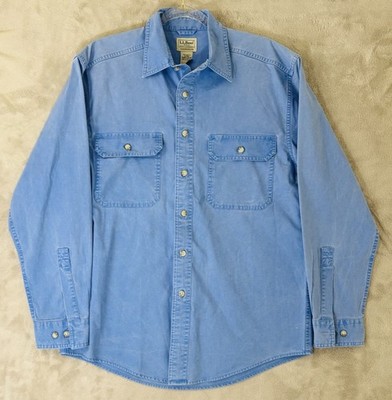 L.L.Bean Traditional Fit Button Up Shirt Blue Cotton Long Sleeve Mens Small