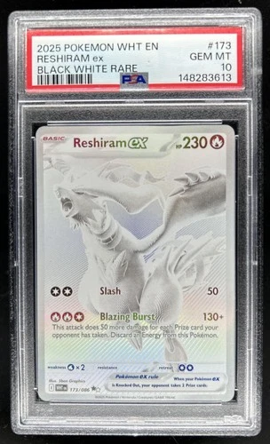 2025 Pokemon White Flare Reshiram ex Black and Rare #173/086 PSA 10 GEM MINT