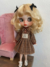 OOAK Custom Blythe Doll Neck Joint Added Curly Blonde Hair Hand Painted Eyelids