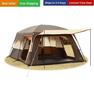 Extra Large Tent 10-12-14 PersonStyle-B,Family Cabin Tents,2 Rooms,3 Doors an...