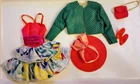 Vintage 1988 Barbie Paris Pretty Fashion #1910 Green Jacket, Dress & Accessories
