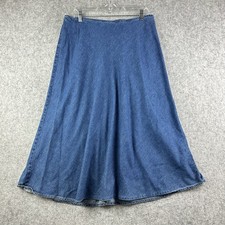 VS Petite Vintage Studio Denim Maxi Skirt Womens 14P Blue Made in USA Cotton Y2K