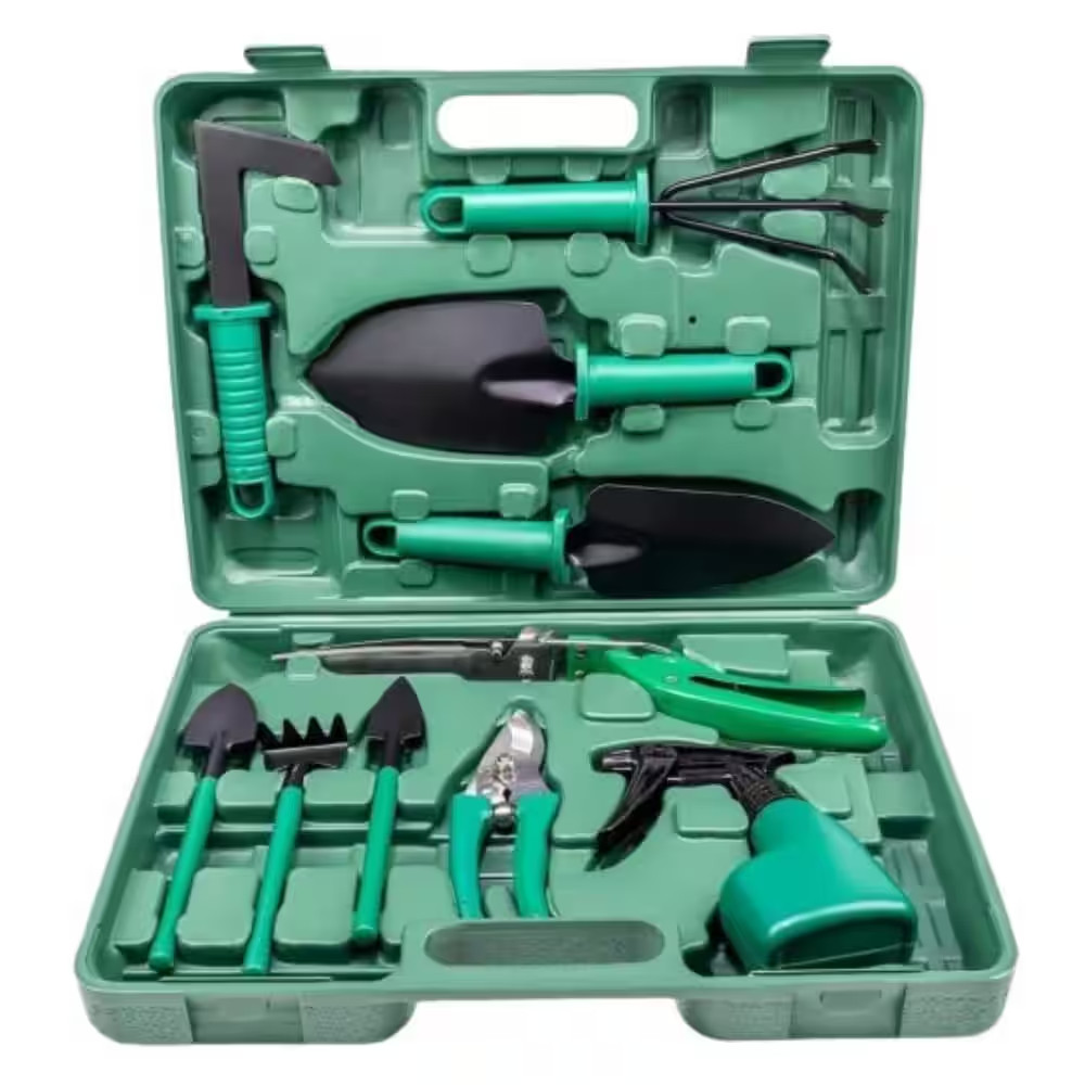 10-Piece Garden Tool Set Hand Gardening Tools Kit Green Non-Slip Handles with Gr