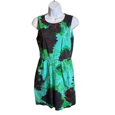 J Crew Women's Teal Floral Sleeveless Sheath Dress Size 4 Tropical Preppy Resort