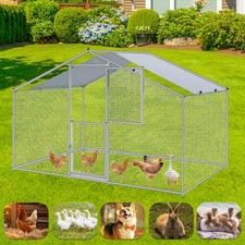 Large Metal Chicken Coop Run Cage Dog Cage Fence Outdoor Kennel Playpen 10x10ft