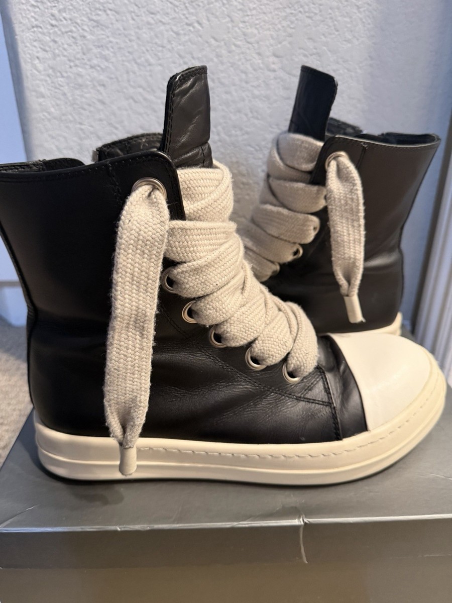 Rick Owens Black And Cream Jumbo Laces High Top Size 43/10US  display picture 1
