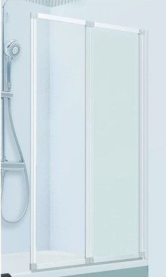 Badewannenfaltwand 'Ektos' vollgerahmt silberfarben 87 x 121 cm, 2-teilig