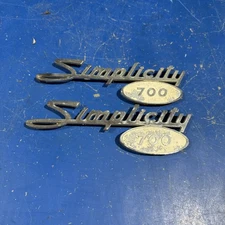 Simplicity 700 Garden Tractor Hood Emblem Badge Used