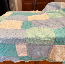 Handmade Crochet Baby Blanket 42X48 BOBBLE STITCH "TWINKLE TWINKLE LITTLE STAR..