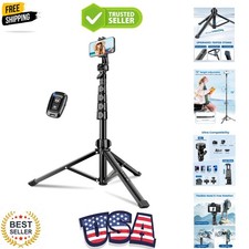 Phone Tripod, 72" Camera Stand Tripod with Remote and Phone Holder, Stable  ...