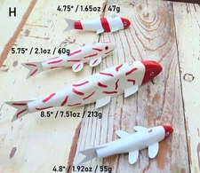 4 Folk Art Handmade/Painted Wood Fish Decoys Spearing/Ice Fishing Weighted (H)