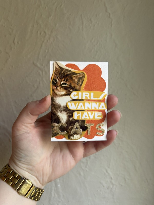 ACEO Original “Girl's Best Friend” Cat Mini Collage Recycled Greeting Cards