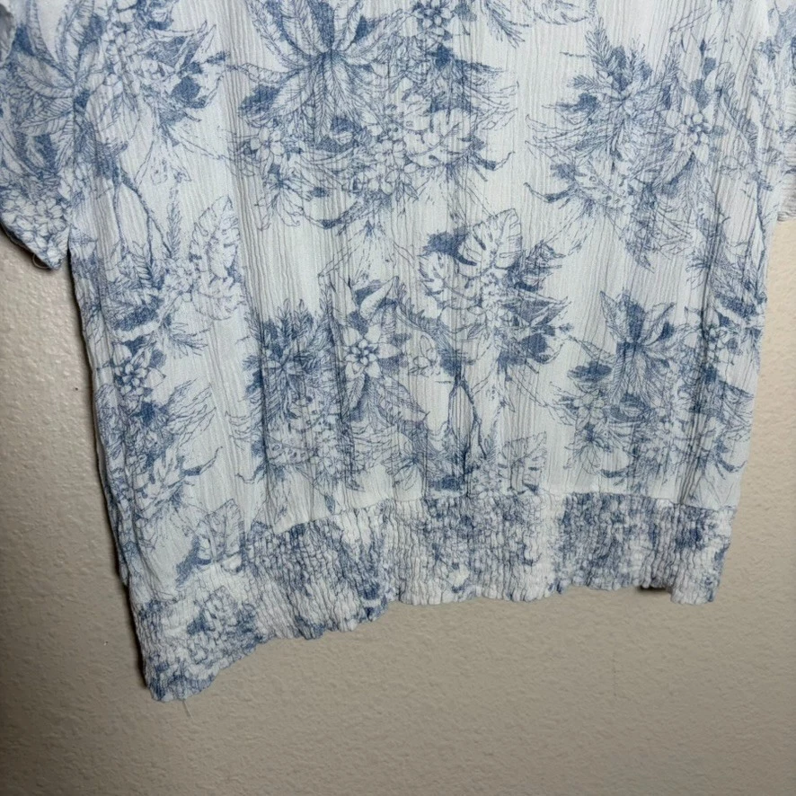 Paper Crane Blouse Women's Large Floral Short Sleeve V-Neck Boxy Top Shirt Foto 3 de 4