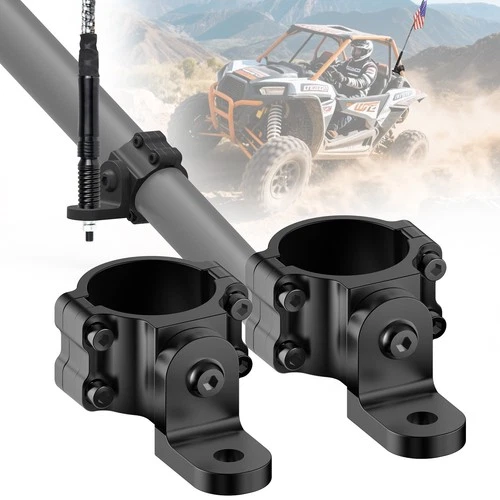 2PCS UTV ATV Whip Light Mount Flag Brackets 360°Adjustable For 1.65"-2" Roll Bar