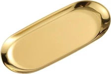 1 Pcs Gold Trinket Tray Oval Stainless Steel Small Serving Trays Towel Storage D