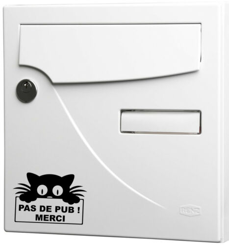 Sticker Boite aux lettres - PAS DE PUB ! - chat  autocollant 10 cm - 13 coloris  - Photo 1/3