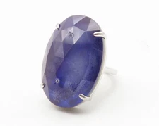 925 Sterling Silver  Prong Set Faceted Tanzanite Cocktail Ring Sz 8  RG11777