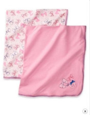 Absorba 2-Pack Baby Swaddle Blankets 100 Cotton Pink and Navy Bows