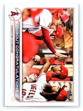 2022 Topps #416 Ohtani & Marsh Dugout Congratulations Los Angeles Angels Mint