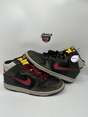 Nike Dunk Hi Premium SB Boba Fett Star Wars Gray Red Yellow 313171-361 Size 13