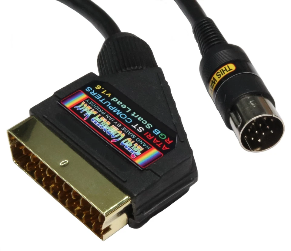 Atari ST hochwertige vergoldete RGB Scart Leitung Video Kabel TV AV Leitung 2mtr