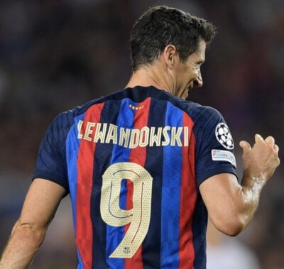 Barcelona LEWANDOWSKI #9 Football Home UCL Name print and number