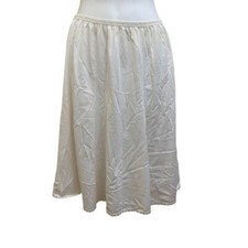 Vintage 70s Vanity Fair Cream Half Slip Skirt 21" Nylon Lace Trim Size M