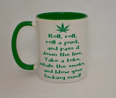 FUNNY Roll A Joint Mug Weed Spliff Cannabis Get High Gift Coffee Tea Personalised