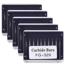 5 packs Dental Pear-shaped Tungsten Steel Carbide Burs FG329 Bur for High Speed