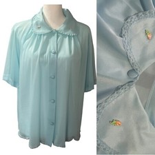 Vintage Henson Kickernick blu pigiama camicia letto giacca bottoni nonna nucleo delicato