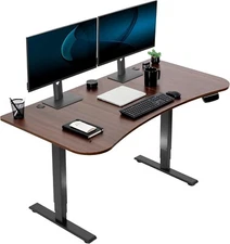 VIVO Electric Standing Desk 63 x 32 in. Memory Height Adjustable, Dark Walnut