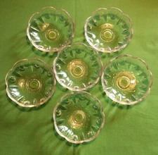 6 Vintage Clear Glass Bobeches for Chandeliers Olive Pattern 3 7/8” No Pin Holes