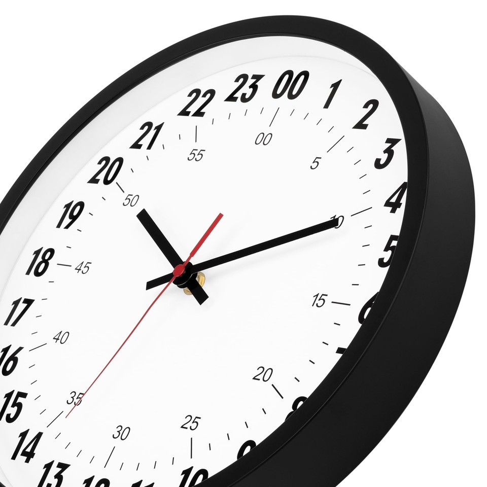 24 Hour Wall Clock 12 Inch Quartz Battery Operated Round Analog Wall ...