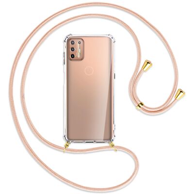 Handykette für Motorola Moto G9 Plus rose peach (G) Hülle mit Band Kordel