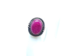 Silver Plated Pink Quartz Gemstone Ring Silver Tone Vintage Size 8