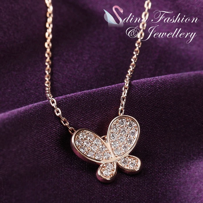 18K Rose Gold Filled Cubic Zirconia Delicate Butterfly Fashion Jewellery Set - Image 4 of 4