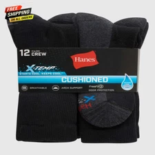 Hanes Mens X-Temp Big and Tall Cushioned Crew Socks, 12 Pack ✅✅✅