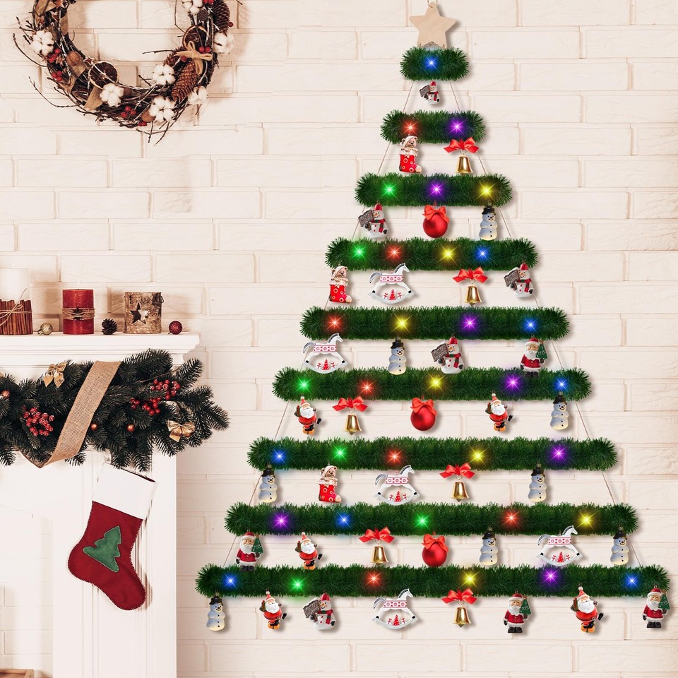 60 Inch Wall Hanging Mounted Christmas Trees Wood Ladder Tree Wall