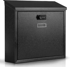 Mailbox withCombination Lock,Wall Mounted Mailbox with Lock,Large Capacity,Black